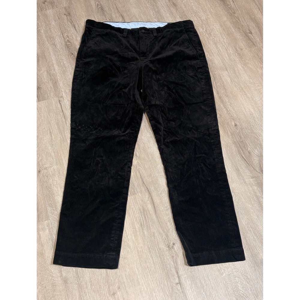 Polo Ralph Lauren Mens Black Corduroy Pants Stretch Straight Fit 34x30